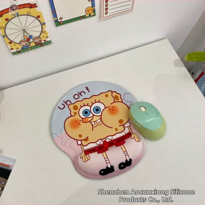 Tastatură și mouse pad cu design ursuleț, protecție pentru încheieturi, dublă față, anti-derapare, USB hub