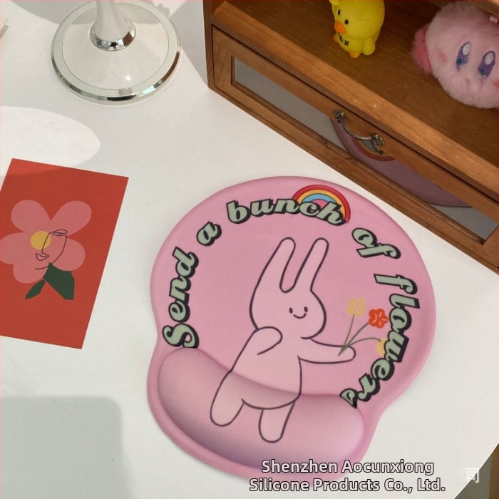 Tastatură și mouse pad cu design ursuleț, protecție pentru încheieturi, dublă față, anti-derapare, USB hub