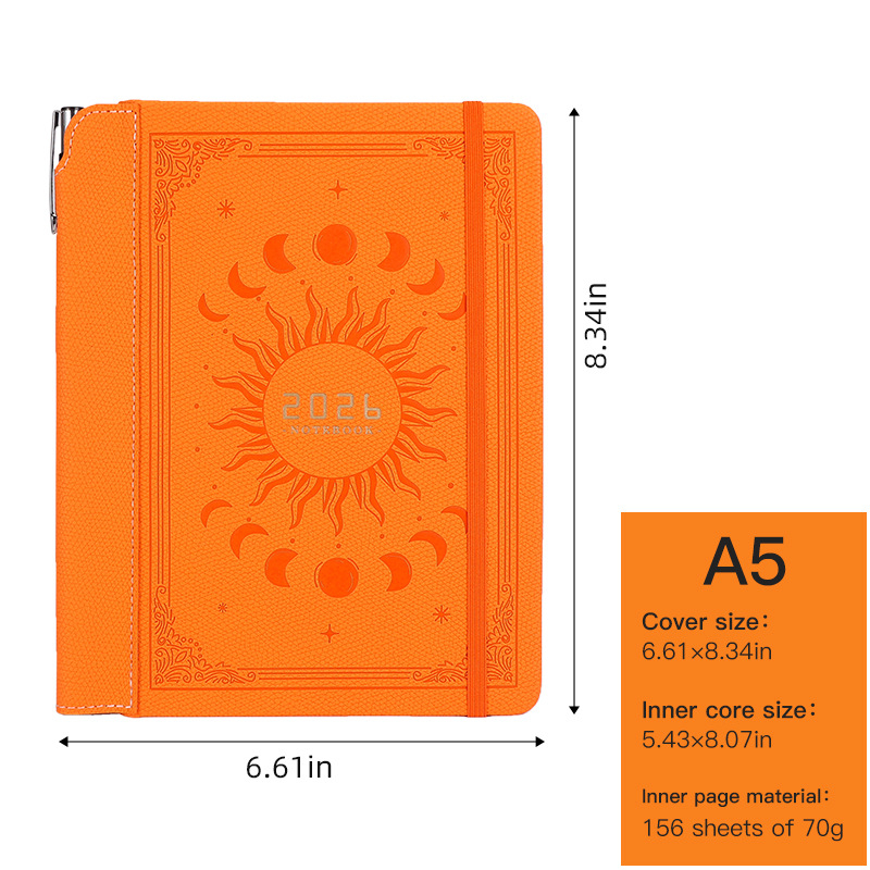 Bilježnica s PU omotom, ljepilo uvez, Dowling papir, 80 g/m², 300–400 stranica