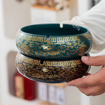 Scrumiere ceramică | Ornament decorativ de birou în stil retro (Material: ceramică; Funcție: decorare; Personalizare: disponibilă)