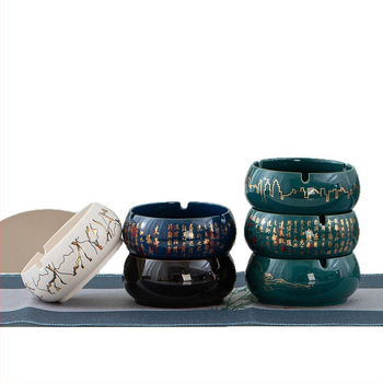 Scrumiere ceramică | Ornament decorativ de birou în stil retro (Material: ceramică; Funcție: decorare; Personalizare: disponibilă)