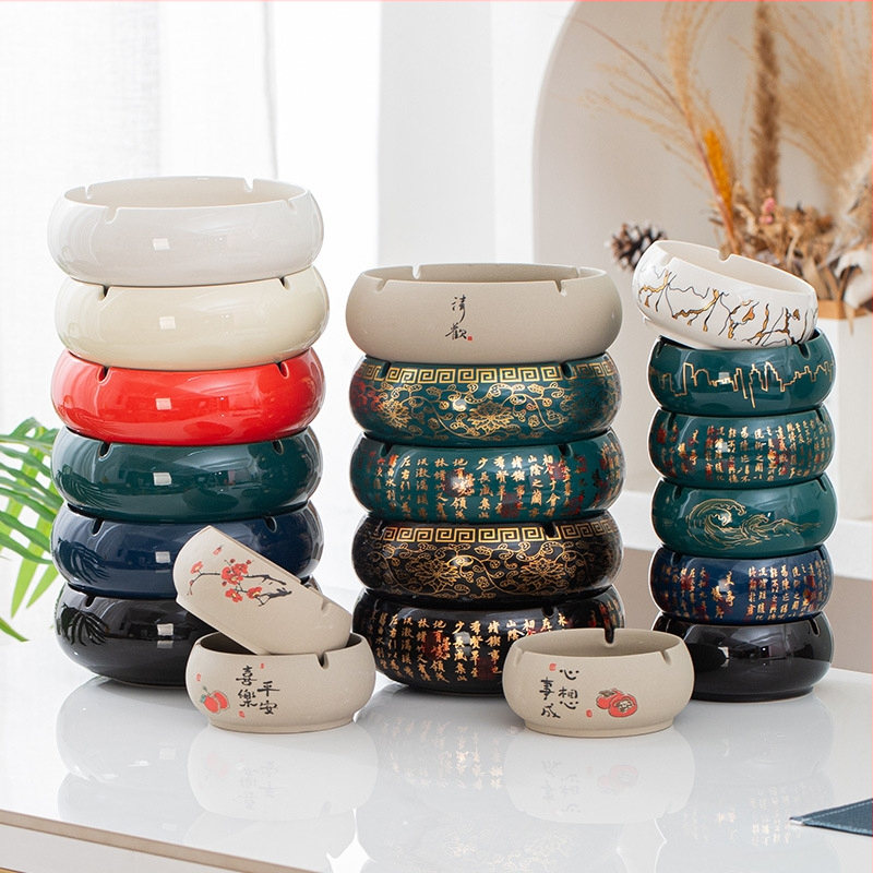 Scrumiere ceramică | Ornament decorativ de birou în stil retro (Material: ceramică; Funcție: decorare; Personalizare: disponibilă)