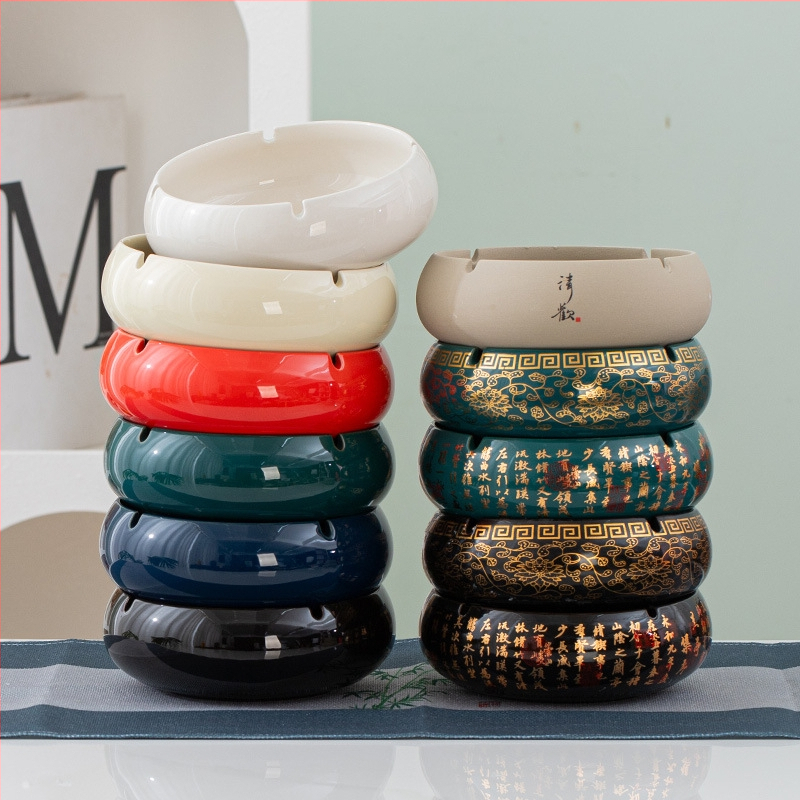 Scrumiere ceramică | Ornament decorativ de birou în stil retro (Material: ceramică; Funcție: decorare; Personalizare: disponibilă)