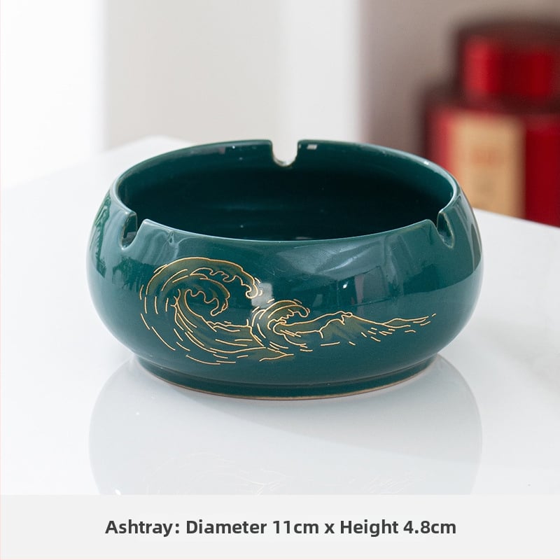 Scrumiere ceramică | Ornament decorativ de birou în stil retro (Material: ceramică; Funcție: decorare; Personalizare: disponibilă)