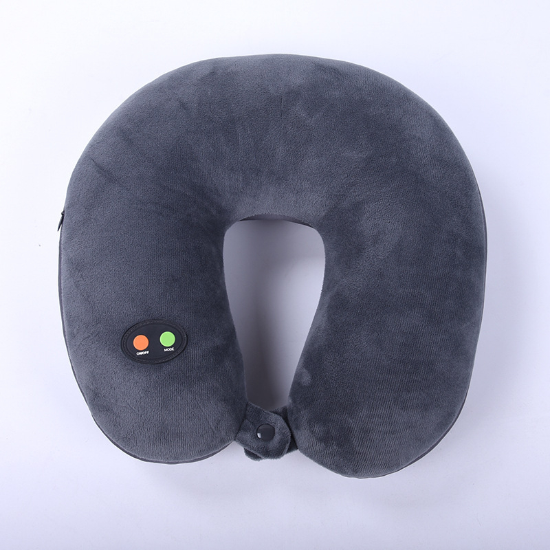 Μαξιλάρι αυχένα σε σχήμα U με δόνηση ενός επιπέδου για μασάζ στο ταξίδι, γέμισμα από κόκκους αφρού, ύφασμα Crystal Velvet, μοντέρνο μινιμαλιστικό στυλ