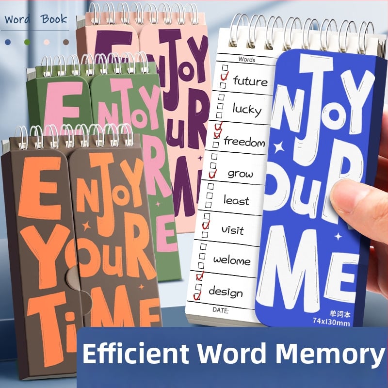 Kaba Bear Mini Jurnal de vocabular engleză cu curba memoriei Ebbinghaus, Portabil, Cu foi detașabile