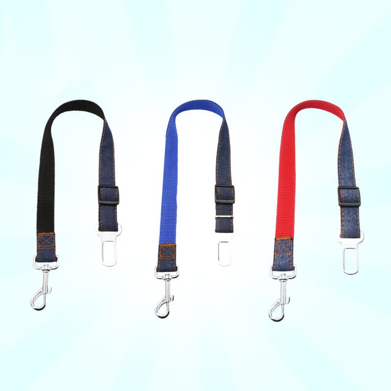 Wang Xingyu Lesă auto retractabilă pentru animale de companie – curea de tracțiune din material textil pentru câini, cataramă, anti-pierdere în mașină