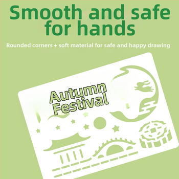 Set de șabloane de trasare pentru elevi din ciclul primar și gimnazial — șabloane goale pentru trasare, teme de sărbători, materiale: hârtie + PET, stil coreean, imprimare, cod produs SCB-001