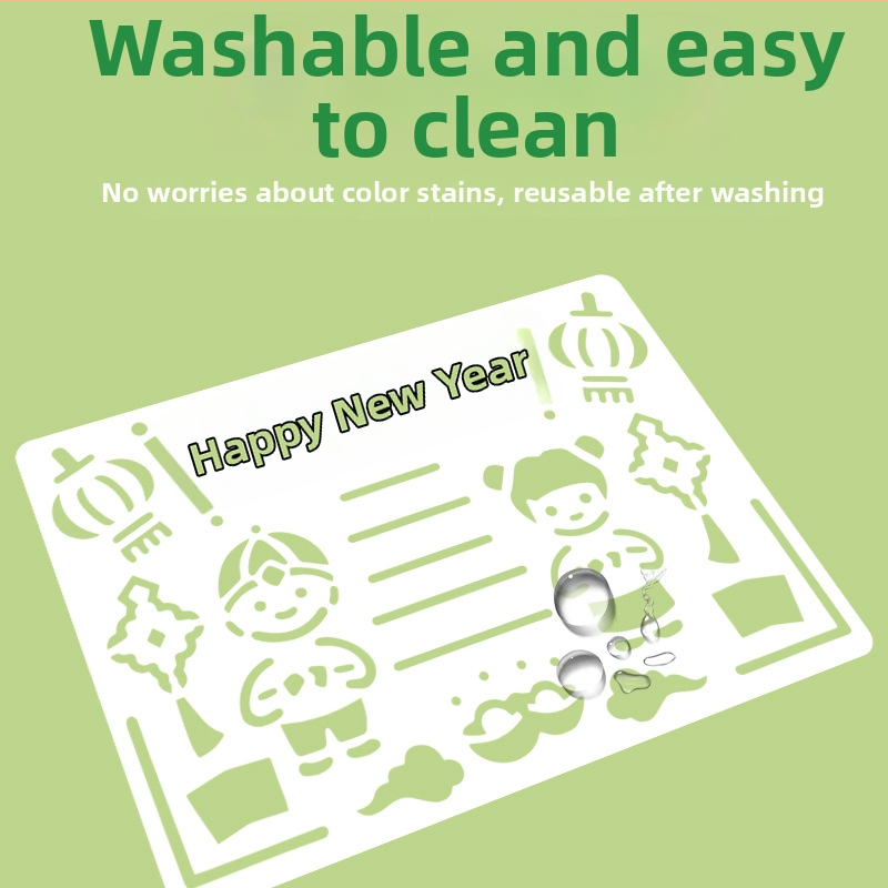 Set de șabloane de trasare pentru elevi din ciclul primar și gimnazial — șabloane goale pentru trasare, teme de sărbători, materiale: hârtie + PET, stil coreean, imprimare, cod produs SCB-001