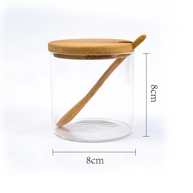 Set de borcane pentru condimente din sticlă, cu capac, lingură și tavă – rezistente la umezeală, transparente, sticlă borosilicată