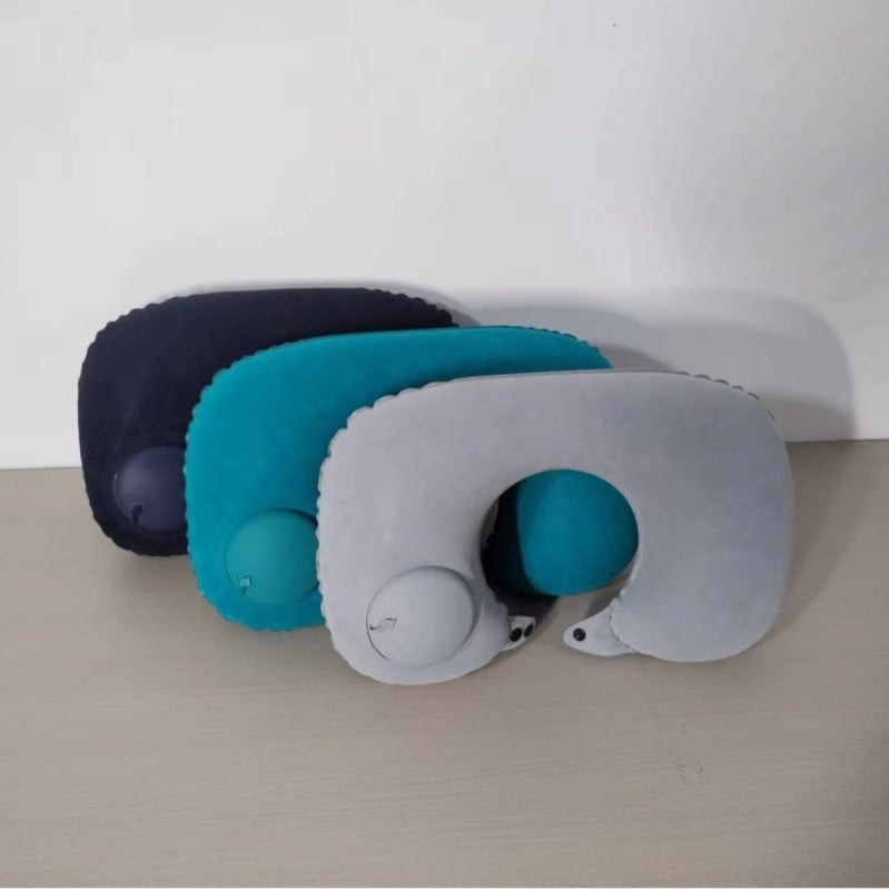 Perne de gât gonflabile în formă U, PVC cu flocking, pentru călătorii, ușoară și portabilă, model 2024060801
