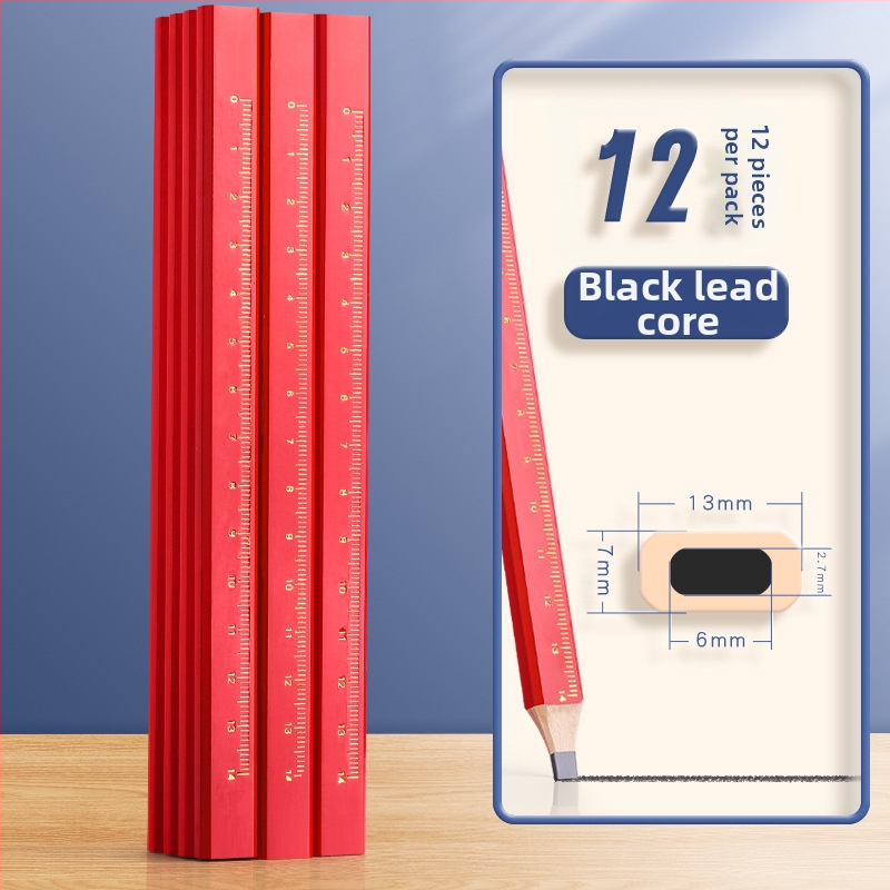 Creion pentru tâmplărie destinat trasării liniilor — fix, carcasă din lemn, model 7B13-1, brand Reversal