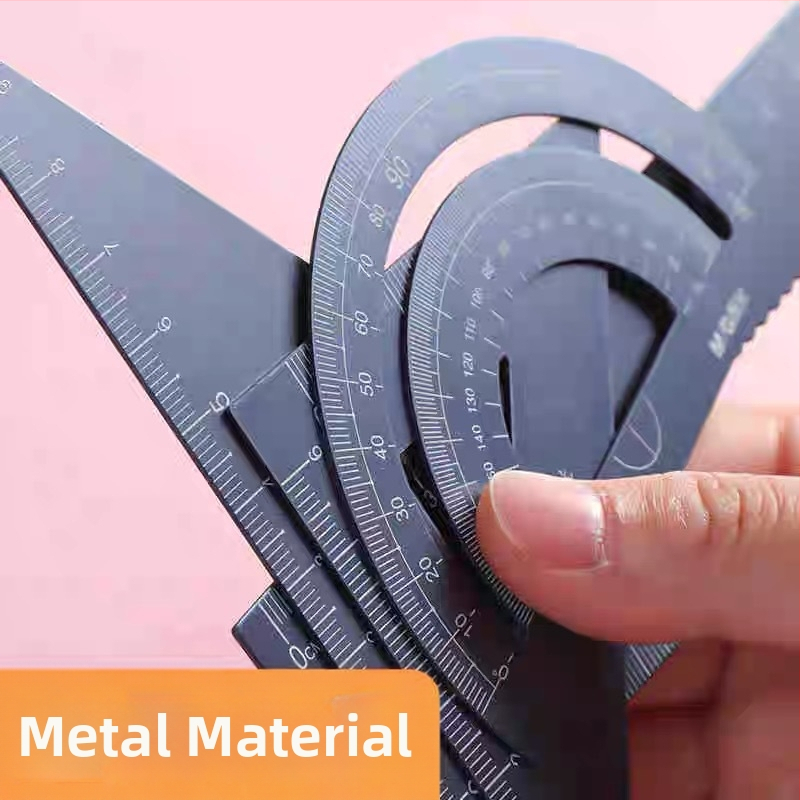 Set de desen din aliaj de aluminiu (4 piese): riglă dreaptă, riglă ondulată, protractor, placă triunghiulară — Model ARL960G0, Brand M&G Morning Light, 100 g