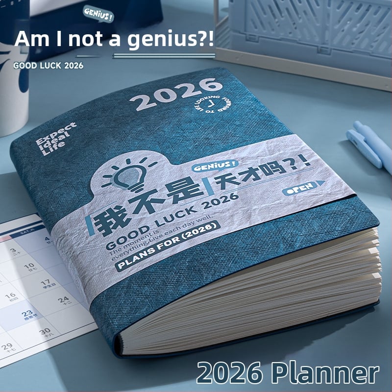 Caiet cu planificare pentru 2026: calendar și gestionare a timpului, copertă cusută cu fir, hârtie Dowling 75 g/m², 50–100 pagini, stil creativ