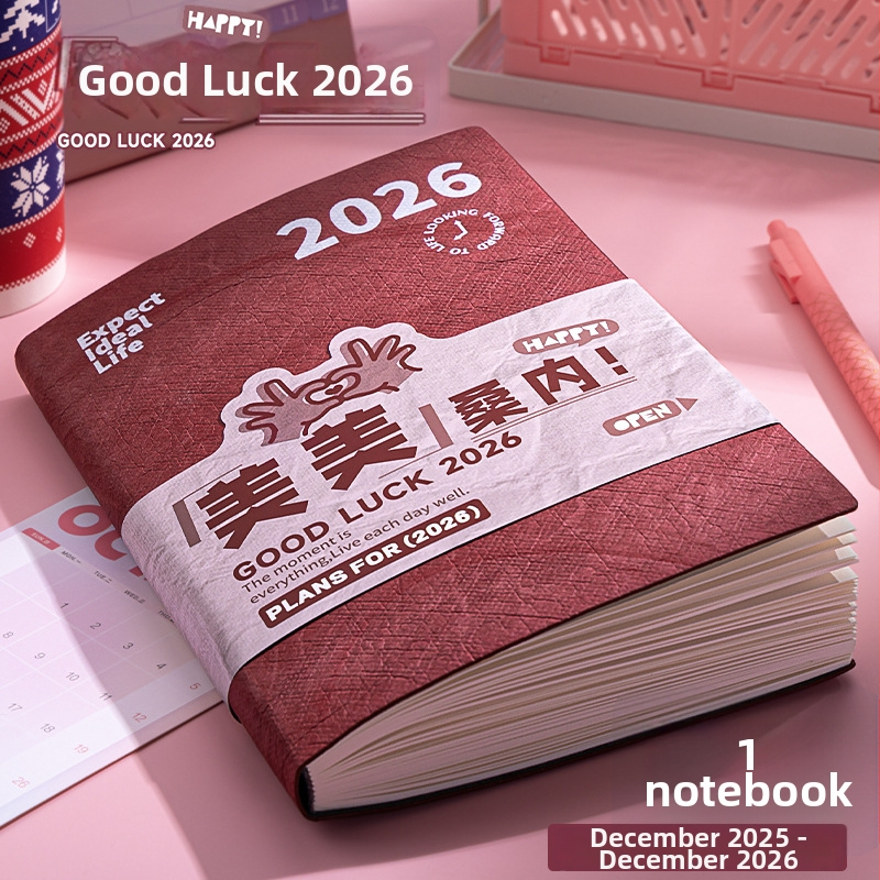 Caiet cu planificare pentru 2026: calendar și gestionare a timpului, copertă cusută cu fir, hârtie Dowling 75 g/m², 50–100 pagini, stil creativ