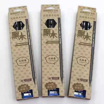 Creion 2B, corp din lemn, set de 12, pentru schițe ale elevilor și examene