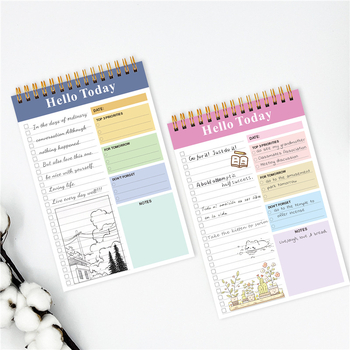 Caiet pentru planificare zilnică cu copertă PP, legare cu foi detașabile, hârtie internă 120 g, 50–100 pagini, stil birou de afaceri