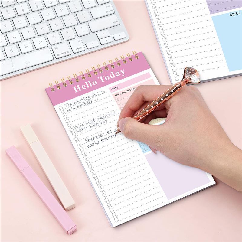 Caiet pentru planificare zilnică cu copertă PP, legare cu foi detașabile, hârtie internă 120 g, 50–100 pagini, stil birou de afaceri