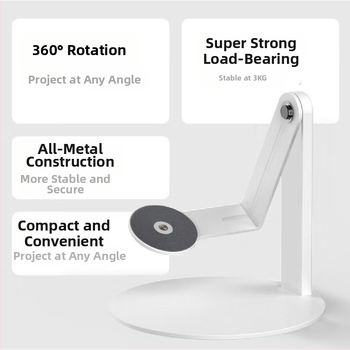 Suport de proiector de birou din metal, rotire 360°, montaj filet 1/4, capacitate încărcare 3 kg