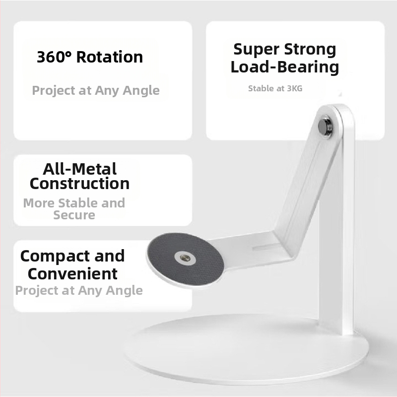 Suport de proiector de birou din metal, rotire 360°, montaj filet 1/4, capacitate încărcare 3 kg