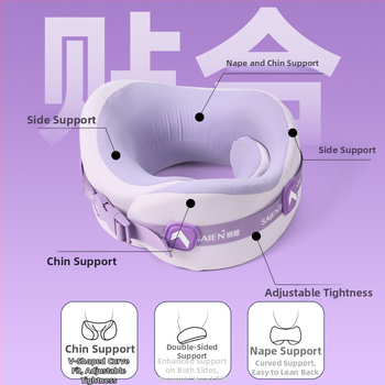 Pernă de călătorie în formă de U, memory foam, țesătură Modal, ușoară până la 0,5 kg, design modern cu pandantiv Saien