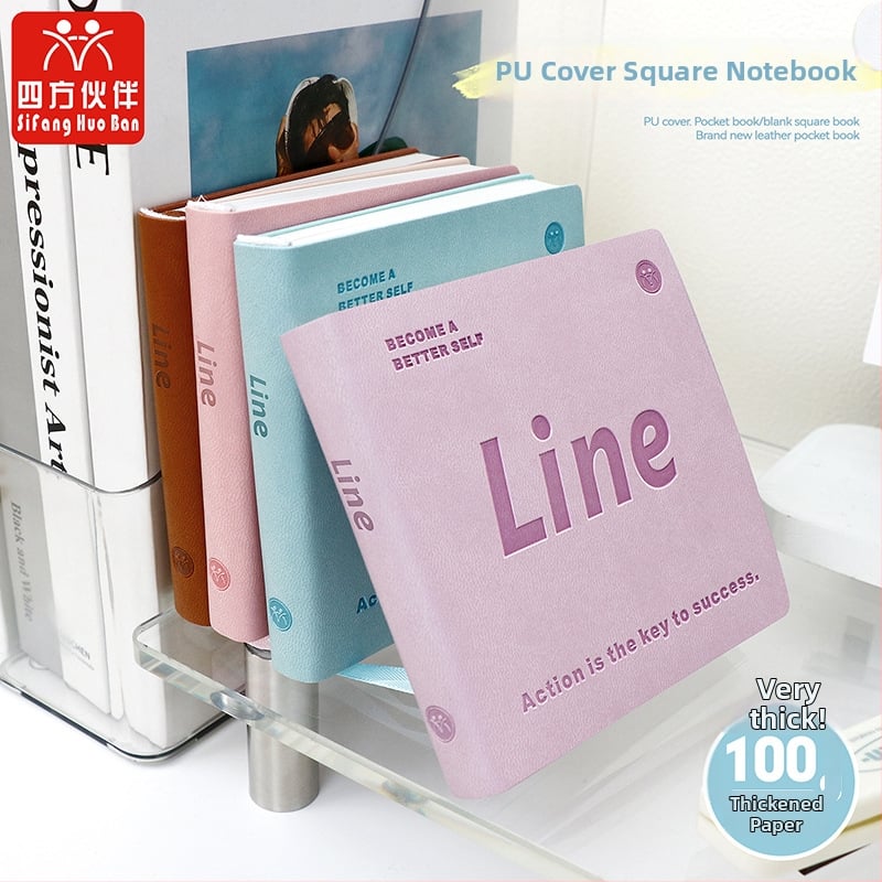 Bloc-notes Square Partners cu copertă PU prietenoasă la atingere, legare cusută, hârtie 100 gsm, 100–200 pagini, stil simplu