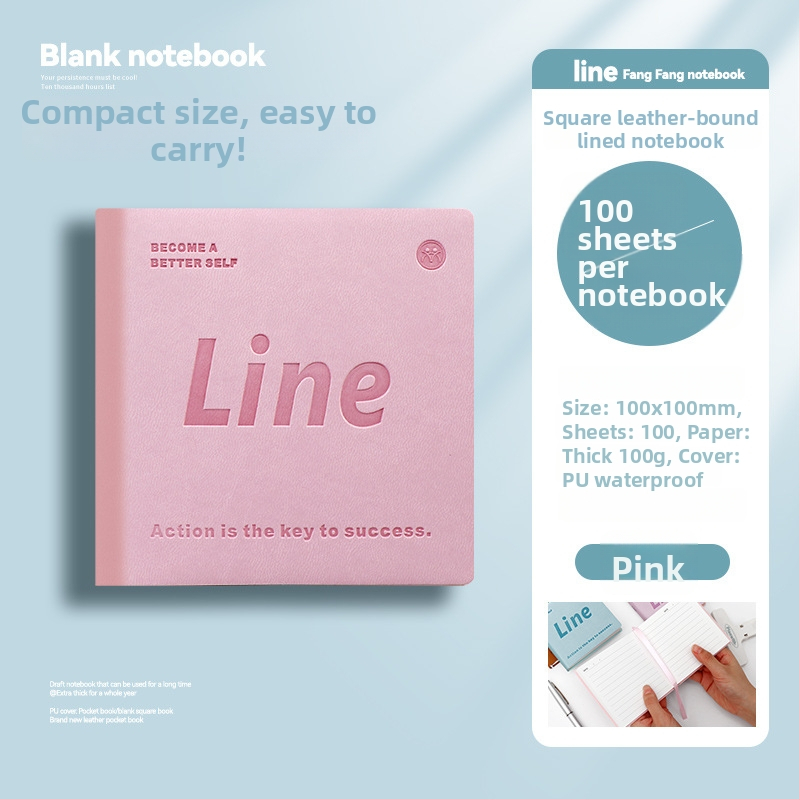 Bloc-notes Square Partners cu copertă PU prietenoasă la atingere, legare cusută, hârtie 100 gsm, 100–200 pagini, stil simplu