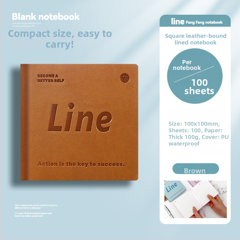 Bloc-notes Square Partners cu copertă PU prietenoasă la atingere, legare cusută, hârtie 100 gsm, 100–200 pagini, stil simplu