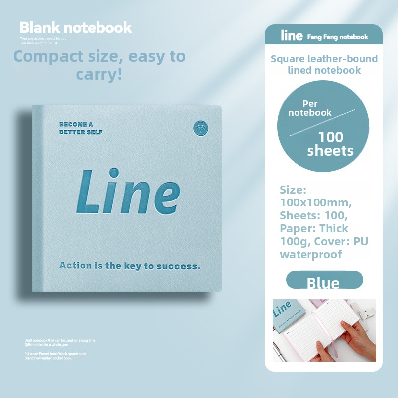 Bloc-notes Square Partners cu copertă PU prietenoasă la atingere, legare cusută, hârtie 100 gsm, 100–200 pagini, stil simplu