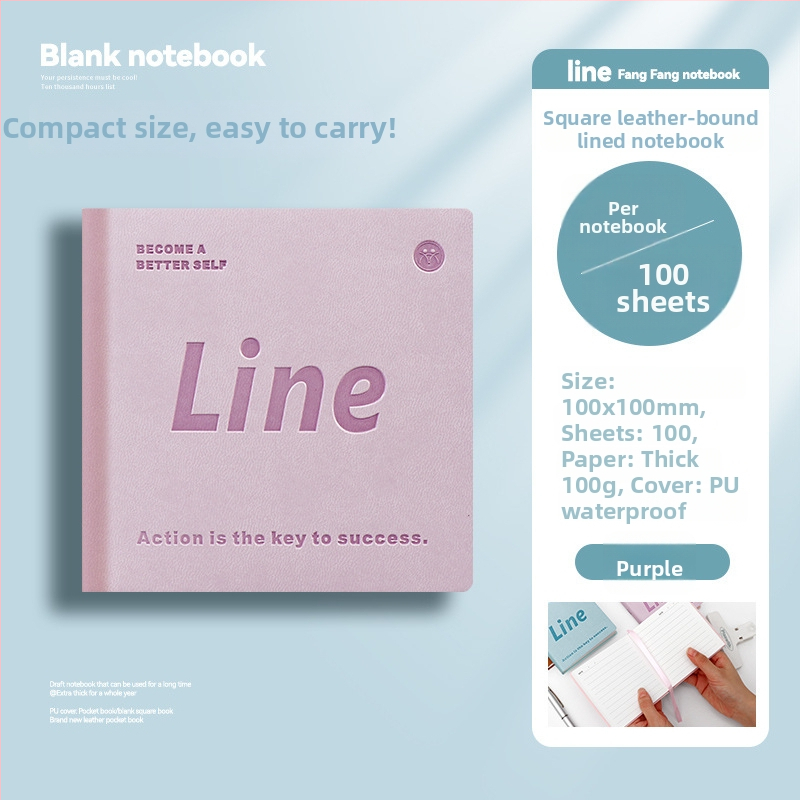 Bloc-notes Square Partners cu copertă PU prietenoasă la atingere, legare cusută, hârtie 100 gsm, 100–200 pagini, stil simplu