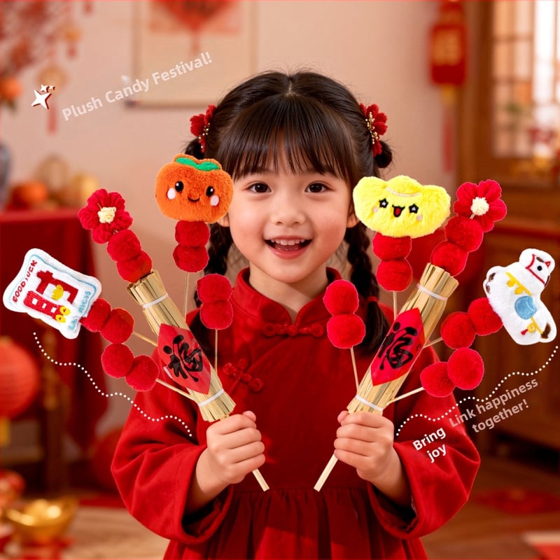 Figurină din fetru pentru Anul Calului – recuzită foto pentru poze, stil animație, decor pentru Festivalul de Primăvară