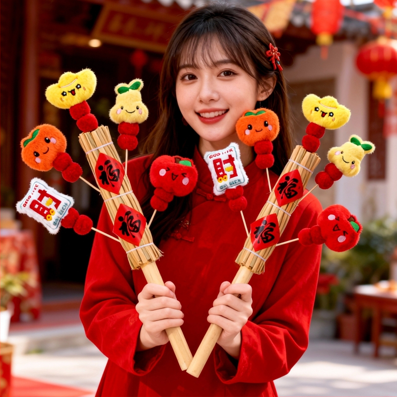 Figurină din fetru pentru Anul Calului – recuzită foto pentru poze, stil animație, decor pentru Festivalul de Primăvară