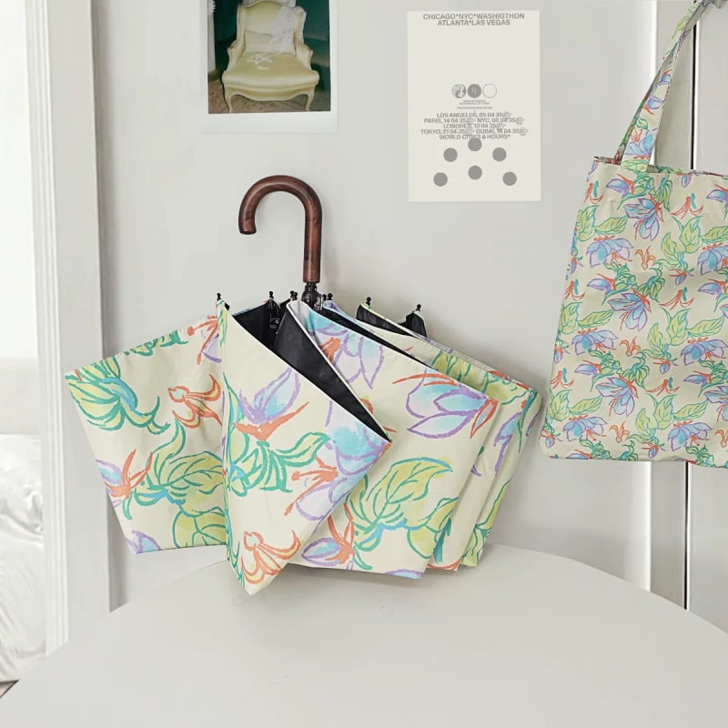 Ρετρό ομπρέλα για γυναίκες με καμπύλη γάντζο — για ήλιο και βροχή, UPF 50+ προστασία, 8 ράβδοι από ατσάλι, πολυεστερικό ύφασμα 190T, χειροκίνητος μηχανισμός ανοίγματος/κλεισίματος, δυνατότητα εκτύπωσης λογότυπου