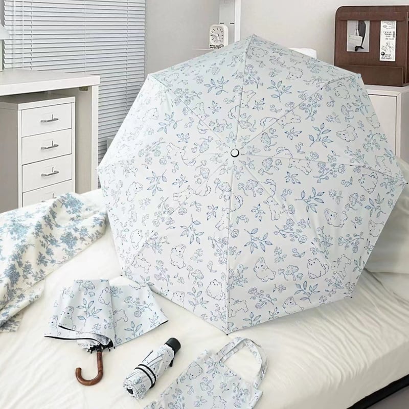 Ρετρό ομπρέλα για γυναίκες με καμπύλη γάντζο — για ήλιο και βροχή, UPF 50+ προστασία, 8 ράβδοι από ατσάλι, πολυεστερικό ύφασμα 190T, χειροκίνητος μηχανισμός ανοίγματος/κλεισίματος, δυνατότητα εκτύπωσης λογότυπου