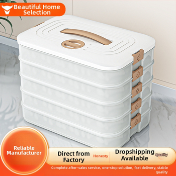 Dumpling Box – plastová, viacvrstvové úložisko do mrazničky a kuchyne (Model: Dumpling Box, Pôvod: Langfang, Moderný minimalistický štýl)