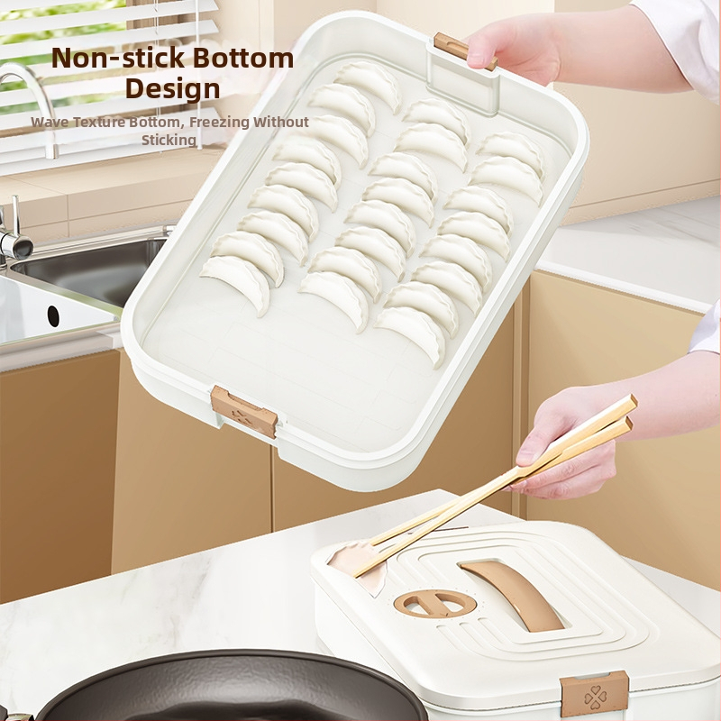 Dumpling Box – plastová, viacvrstvové úložisko do mrazničky a kuchyne (Model: Dumpling Box, Pôvod: Langfang, Moderný minimalistický štýl)