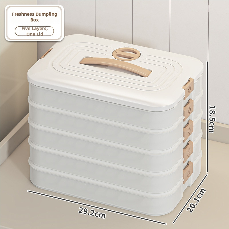 Dumpling Box – plastová, viacvrstvové úložisko do mrazničky a kuchyne (Model: Dumpling Box, Pôvod: Langfang, Moderný minimalistický štýl)