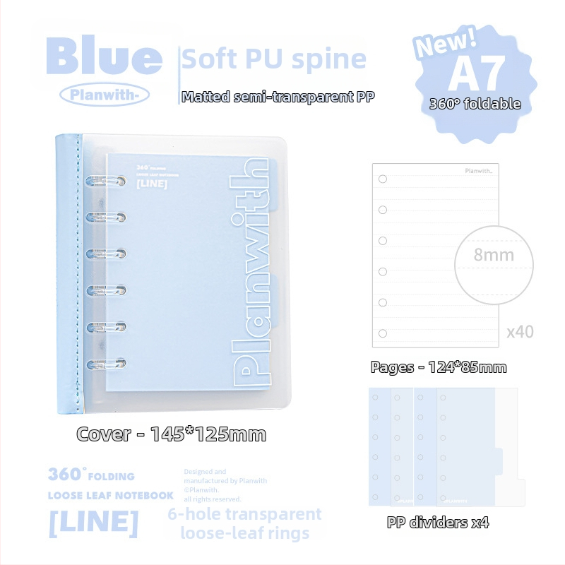 Planwith Pw251v carnet Loose-leaf, cu 6 găuri, hârtie 100 g, compatibil cu refilli loose-leaf