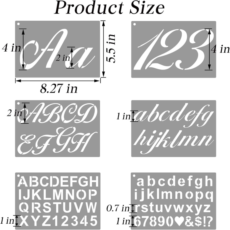 Set șabloane PET cu litere și cifre în engleză pentru vopsire cu spray – Șablon de perete decupat (Cod produs: Art painting template)