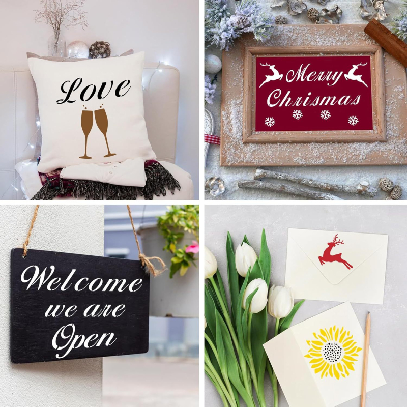 Set șabloane PET cu litere și cifre în engleză pentru vopsire cu spray – Șablon de perete decupat (Cod produs: Art painting template)