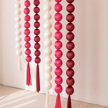 Bangou Ghirlandă din bile de spumă – șir de bile textile pentru fundalul pereților, stil INS, 2353, instrument de amenajare a sălii