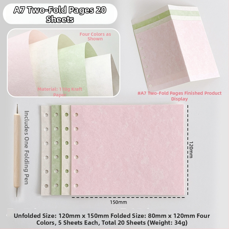 Refill jurnal hârtie pergament 110 g, pagini cu două și trei pliuri, pagini interioare goale, cod produs Q3-28