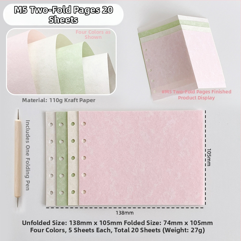 Refill jurnal hârtie pergament 110 g, pagini cu două și trei pliuri, pagini interioare goale, cod produs Q3-28