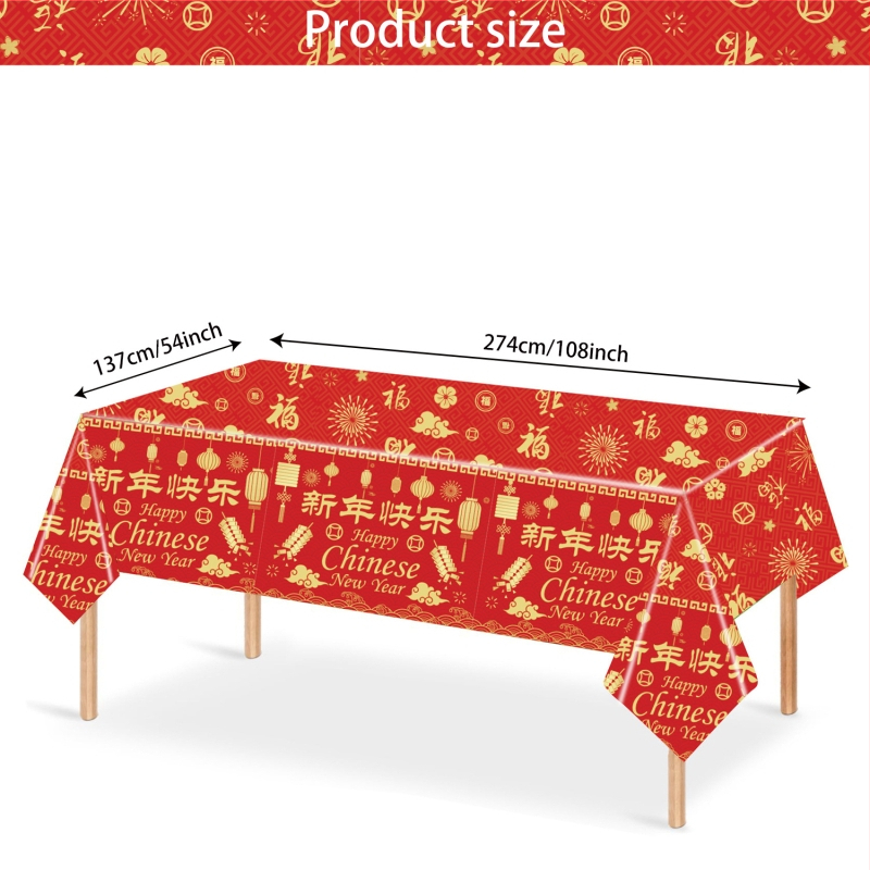 Față de masă, stil Anul Nou, material PE, brand Will Rise, pentru Festivalul Primăverii și Anul Nou