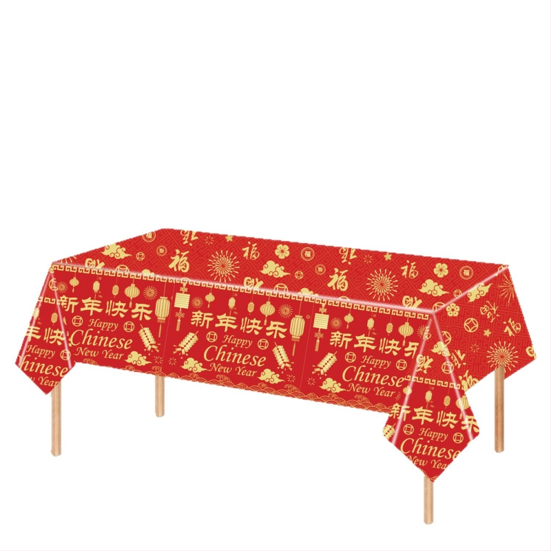 Față de masă, stil Anul Nou, material PE, brand Will Rise, pentru Festivalul Primăverii și Anul Nou