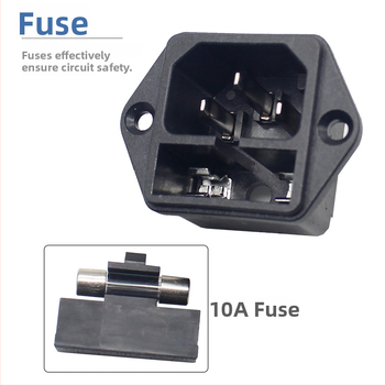 Priză C14 două în unu cu blocare de siguranță, urechi de montaj și găuri pentru șuruburi – potrivită pentru contoare de bani și proiectoare, temperatură -20°C până la 85°C, cablaj opțional