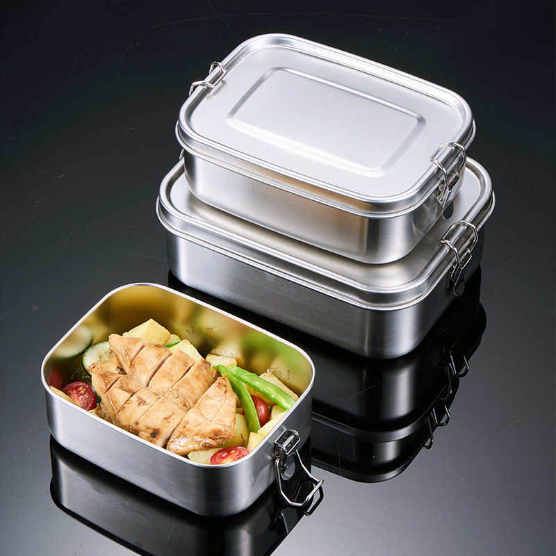 Cutie de prânz din oțel inoxidabil 316, dreptunghiulară, izolată, 800–1000 ml, cu un singur strat