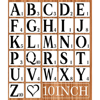 Stencil de pictură – 26 litere și cifre, material PET; Fără import; Fără autorizare IP