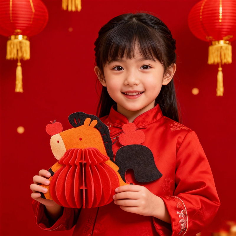 Ornament fetru – Copac noroc 3D pentru sufragerie, recuzită pentru fotografii, decor pentru Anul Nou și Anul Calului