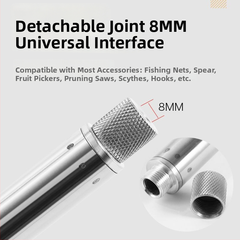 Telekopická sieťová tyč na rybolov z nehrdzavejúcej ocele, bezšvová trubka, zosilnená viacúčelová súprava